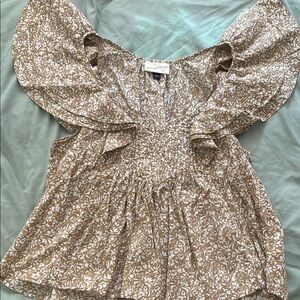 Target Gold Flutter Sleeve Ruffled Blouse